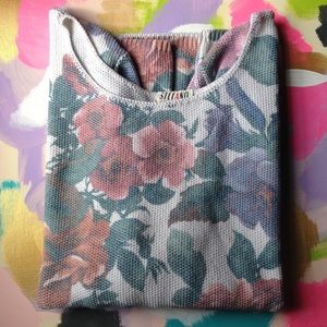 Oversized Off Shoulder Vintage Floral Sweater